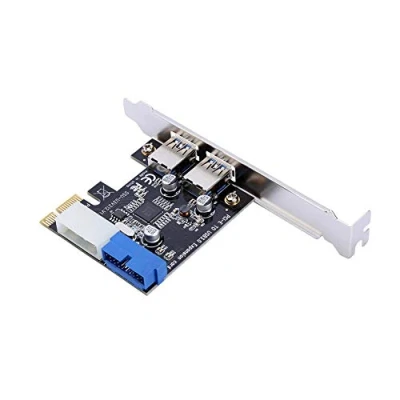 Abbildung von Bewinner PCI E / USB3.0 Erweiterungskarte für serielle Karte mit 19PIN Schnittstelle an der Vorderseite, 2 Port Desktops Karte, Unterstützung XP 32/64 und PCIE bis