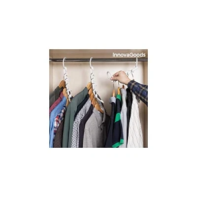 Abbildung von InnovaGoods Kleiderbügel Organizer Set 24 Stück für 40 Kleidungsstücke, Platzsparend, Vielseitig anpassbar, Einfache Montage, Weiß, Kunststoff