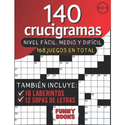 Abbildung von 140 Crucigramas para adultos, nivel facil, medio y dificil (Vol. 4): Libro de pasatiempos con 168 juegos, incluyendo laberintos sopas letras