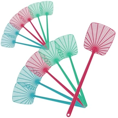 Abbildung von com four® 12x Fliegenklatsche aus Kunststoff Insektenschutz Schädlingsbekämpfung in bunten Farben Leichter und Flexibler Mückenschutz (12 Stück 44.5 cm)