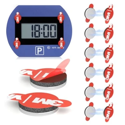 Abbildung von FIXCHORD 3M VHB 5952 12 Stück Magnetische Einseitige Ersatz Klebepads Kompatibel mit Needit Park Lite, Klebepad für elektronische Parkscheiben, Parkuhrpad Windschutzscheiben