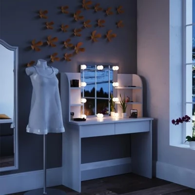 Abbildung von Vicco Schminktisch Charlotte, Weiß, 108 cm mit LED Beleuchtung