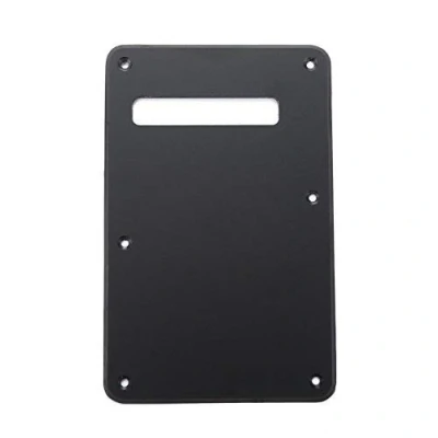 Abbildung von Musiclily 6 Löcher Strat Tremoloabdeckung Back Plate für Fender USA/Mexican Standard Stratocaster Modern Style E Gitarre,1 lagig Mattschwarz