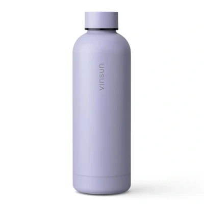 Abbildung von Vinsun Trinkflasche Edelstahl lila 500ml doppelwandig isoliert, auslaufsicher, Kohlensäure geeignet, BPA frei leichte Thermoflasche für kalte und heiße Getränke
