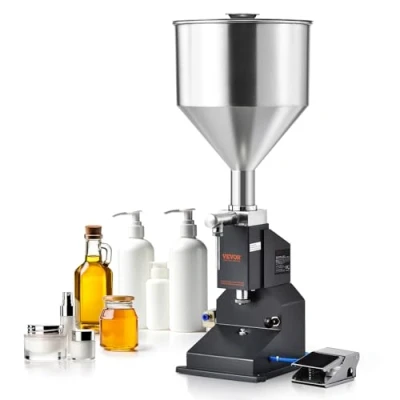 Abbildung von VEVOR 550ml Abfüllmaschine Manuell Flüssigkeitsabfüllmaschine aus lebensmittelechtem Edelstahl 304 Silikon PTFE kompatibel mit 500 W Luftkompressor Filling Machine Zum Abfüllen von Honig Öl Essenz