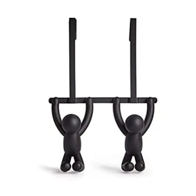 Abbildung von Umbra 1004260 040 Buddy Türgarderobe mit Doppelhaken, Plastik, schwarz, 21,59 x 6,35 31,75 cm