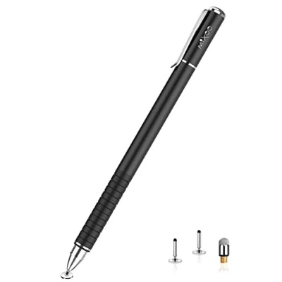 Abbildung von Mixoo Stift Präzision Disc Eingabestift Touchstift Stylus 2 in 1 Kapazitive Touchscreen Stift, Kompatibel für Smartphones &amp; Tablets (Schwarz)