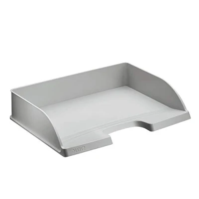 Abbildung von Leitz Briefkorb Querformat A4, Briefablage in Premium Qualität, Stapelbares Ablagefach als Schreibtisch Organizer, Kombinierbar mit Plus Serie, Grau, 52180085