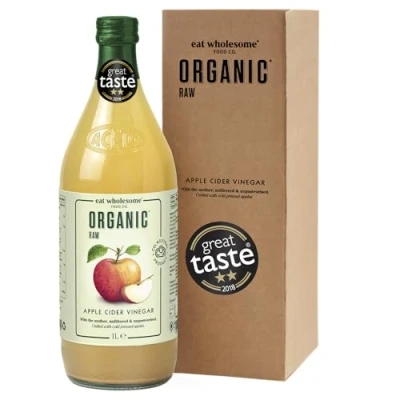 Abbildung von Eat Wholesome Roher Bio Apfelessig, Naturtrüb, unpasteurisiert &amp; ungefiltert, Glasflasche in Box, 1L