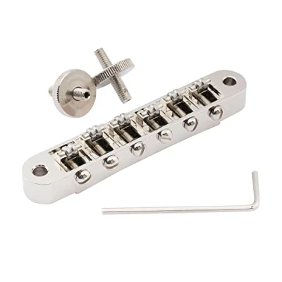 Abbildung von Musiclily Pro 10,4mm Rollensteg ABR Tune O Matic Bridge mit M4 Bolzen für Les Paul Style E Gitarre, Nickel