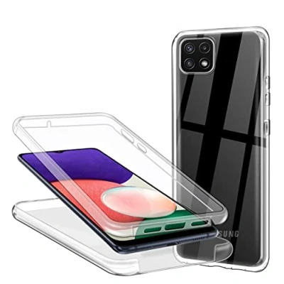 Abbildung von ZYIMOU Hülle für Samsung Galaxy A22 5G Handyhülle 360 Grad, Transparent Full Schutz Kratzfest Dünn Durchsichtige Case Silikon Schutzhülle, Hart PC Zurück + Weich TPU Vorderseite