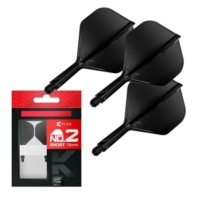 Abbildung von Target Darts K Flex Integrierter Dart Flug und Schaft, Nr. 2 Schwarz (kurz) 3er Pack 2, Präzisionsgeformte in 1 Flüge Schäfte Professionelles Zubehör