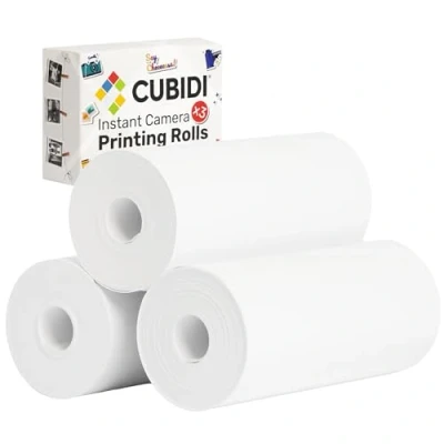 Abbildung von CUBIDI® Thermopapier für Kinder Kamera Sofortbildkamera 3 Rollen Nachfülldruckpapier Thermodruckerpapier weiß beste Wahl Sofortdruckkameras (3 Rollen)