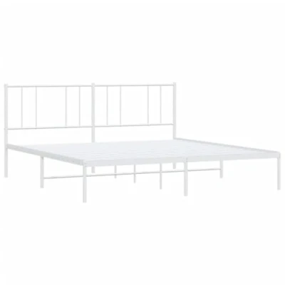 Abbildung von vidaXL Bettgestell, Bettrahmen mit Lattenrost Metallbeinen, Bett Gästebett Kopfteil, Metallbett Doppelbett Schlafzimmerbett, Weiß 200x200cm Metall