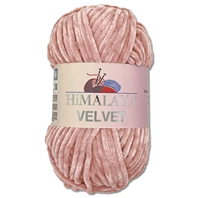 Abbildung von Wohnkult Himalaya 100 g Velvet Dolphin Wolle 40 Farben zur Auswahl Chenille Strickgarn Flauschgarn Glanz Accessoire Kleidung Decken (90049 Altrosa)