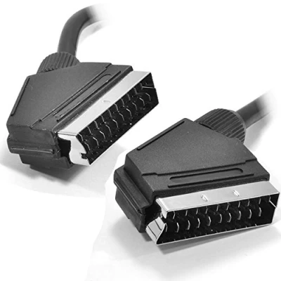 Abbildung von Schwarz Runde Scart Kabel 21 Polig Mit Vernickelt Vergoldete Ende 3 m [3 Meter/3m]