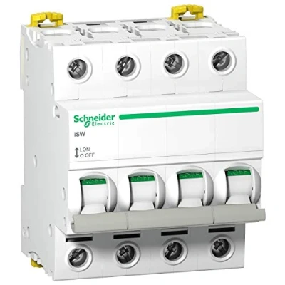 Abbildung von Schneider A9S65440 Lastlasttrennschalter Isw, 4P, 40A, 240V AC, weiß, 73mm x 72mm 85mm