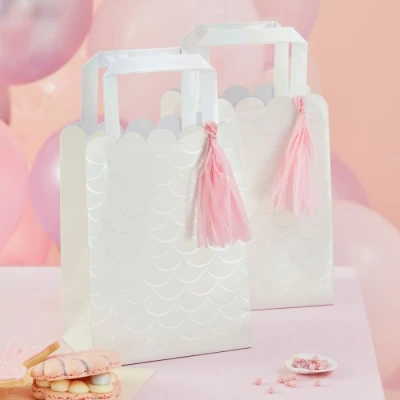 Abbildung von Ginger Ray Mermaid Magic Partytüten mit Muschelgriff und Seidenquaste, 5 Stück, Rose