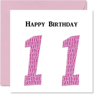 Abbildung von Stuff4 lustige Geburtstagskarte zum 11. Geburtstag für Mädchen, Shapecloud Happy Birthday Karte Sohn, Tochter, Bruder, Schwester, Enkel, Enkelin, Nichte, Neffe, Cousin, 145 mm x mm,