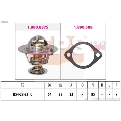 Abbildung von FACET 7.8837 Kühlwasserthermostat 85 54 Made in Italy OE Equivalent mit Dichtung HYUNDAI: Getz, SANTA FE 2, Tucson, KIA: Cerato Schrägheck