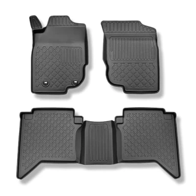 Abbildung von Mossa TPE Fußmatten Auto kompatibel mit Toyota Hilux VII Pick Up (2006 08.2016) schwarz Automatten Autoteppiche G