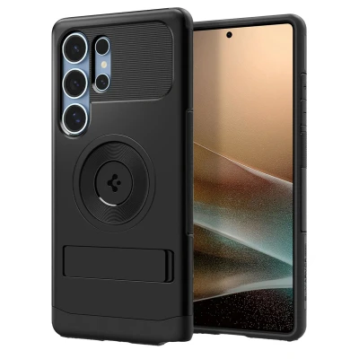 Abbildung von Samsung Galaxy S25 Ultra Hülle MagSafe Kunststoff Spigen Hard Case/Backcover Handyhülle Schwarz Shockproof/Stoßfest