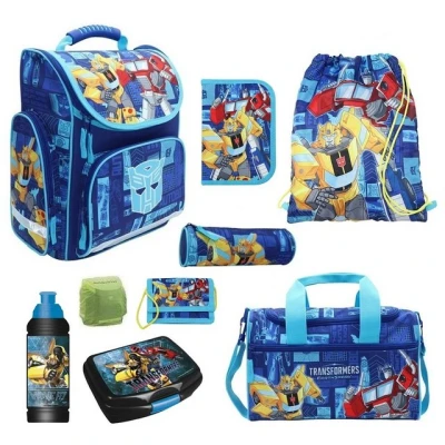 Abbildung von Familando Schulranzen Export (Set, 9 tlg., inkl. Brotdose, Trinkflasche und Sporttasche), Transformers Bumblebee &amp; Optimus Prime