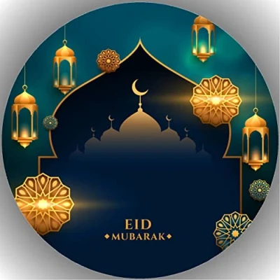 Abbildung von Fondant Tortenaufleger Tortenbild Geburtstag EID MUBARAK K5
