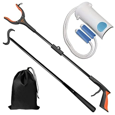 Abbildung von Knie Hüft Op Reha Sets, 4 Stück Anziehhilfen einschließlich 80 cm Faltbare Greifer, Sockenanziehhilfe, Schuhlöffel, Stock