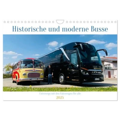 Abbildung von Historische und moderne Busse (Wandkalender 2025 DIN A4 quer), CALVENDO Monatskalender