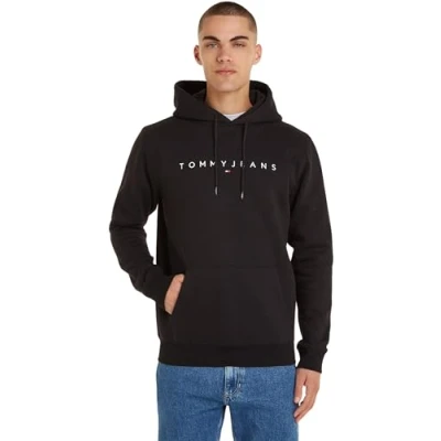 Abbildung von Tommy Jeans Linear LOGO Hoodie Sweatshirt, Herren, Größe: XS, Black
