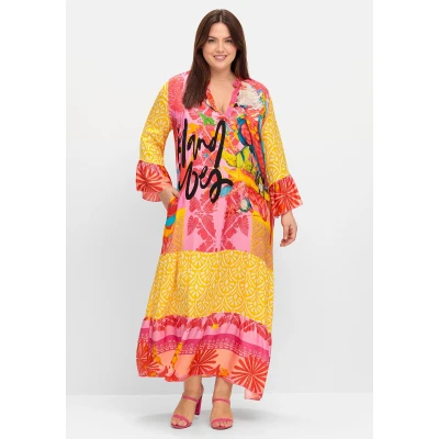 Abbildung von Sheego Maxikleid &quot;Große Größen&quot;, mit Sommerdruck, aus Viskose Satin