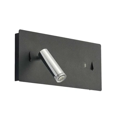 Abbildung von Lucande LED Wandlampe Kimo, 32 cm, schwarz, Aluminium, USB