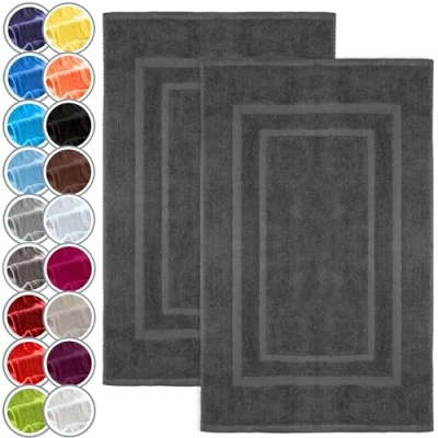 Abbildung von Badematte 800gsm NatureMark, strapazierfähig, Baumwolle, rechteckig, 2 tlg., Duschmatte Duschvorleger, Premium Qualität, 50x80cm, Anthrazit grau