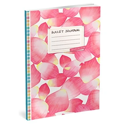 Abbildung von Bullet Journal: Punktraster Notizbuch (Ca. A5) + 100 Seiten Vintage Softcover TOP Motiv: Rosa Blüten Dot Grid Journal, Kalligraphie Übungsheft, Punktpapier +++ Jetzt mit Register