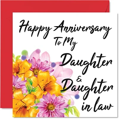 Abbildung von Stuff4 Süße LGBT Jahrestagskarte für Tochter Happy Anniversary Daughter &amp; in Law besondere Hochzeitstagskarte Frauen und sie, 145 mm x schöne Grußkarten Verlobte