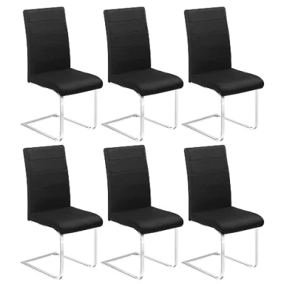 Abbildung von WOLTU Esszimmerstühle 6er Set, Schwingstuhl, Freischwinger Stuhl, Küchenstuhl, Samtstuhl, Polsterstuhl, mit hoher Rückenlehne, für Esszimmer Esstisch Küche Wohnzimmer Büro, Schwarz, BH377sz 6