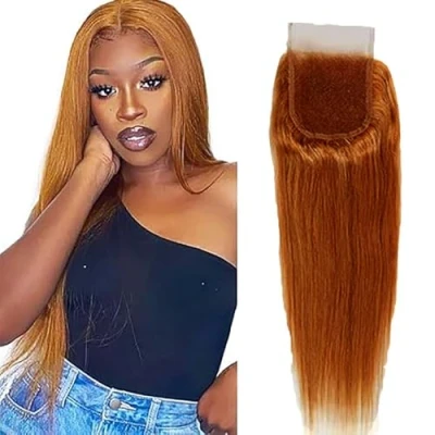 Abbildung von Tuheerst Straight Lace Closure Human Hair #30 Frontal Brown 100% Unprocessed Brazilian Virgin Remy Free Part for Woman 14 Inch