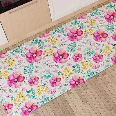 Abbildung von PETTI Artigiani Italiani Teppich für Küche, rutschfest und waschbar, 52 x 280 cm, florales Design 01, 100% Made in Italy