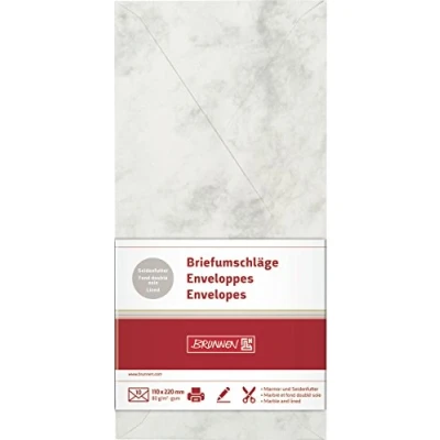 Abbildung von 5 x Brunnen Briefumschläge Marmor DINlang Seidenfutter 80g/qm grau VE=