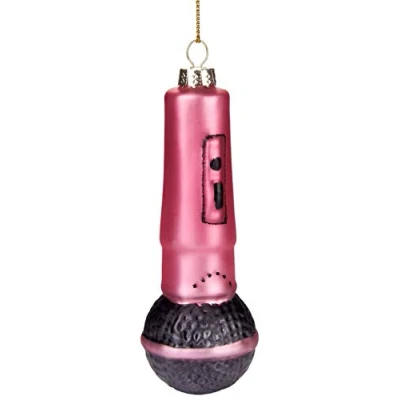 Abbildung von BRUBAKER Mikrofon Rot Handbemalte Weihnachtskugel aus Glas Mundgeblasener Christbaumschmuck Figuren lustig Deko Anhänger Baumkugel 12 cm