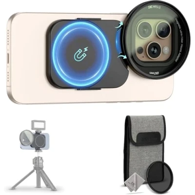 Abbildung von JJC Magnetischer Telefonfilteradapter mit CPL Filter Set für iPhone 14, 15, 16, 16 Pro, Plus, Pro Max, Stativ und Video Zubehörhalterung, 67 mm