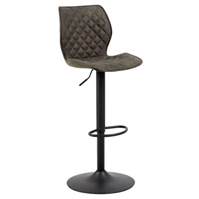 Abbildung von AC Design Furniture Nadja Höhenverstellbare Barhocker 2er Set, Gepolsterte mit Mikrofaserstoff in Anthrazit und Schwarz Metall Trompetenfuß, Hochstühle Drehfunktion, Barstühle Lehne
