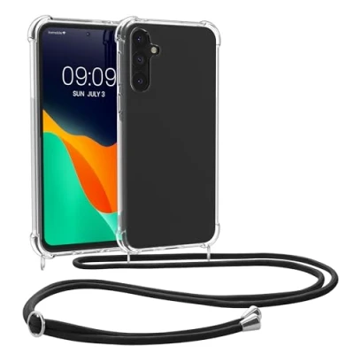 Abbildung von kwmobile Necklace Case kompatibel mit Samsung Galaxy A55 5G Hülle Silikon Cover Handykette Band Handyhülle Schwarz Transparent