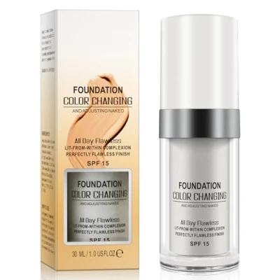Abbildung von Farbwechselnde Foundation, Concealer Abdeckung Makelloses Color Changing Foundation Grundierung Versteckt Falten und Linien SPF15, Farbwechsel Warm Skin Moisturising, Liquid Primer