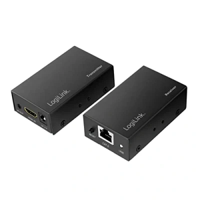 Abbildung von LogiLink HD0023 HDMI Extender Set Full HD (über LAN), 60m (2560x1440/60Hz), um Signale über Netzwerkkabel zu verlängern