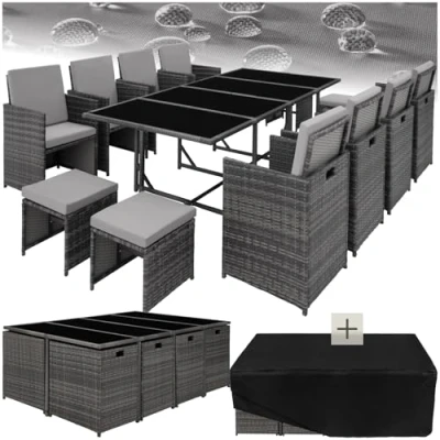 Abbildung von tectake Sitzgruppe Palma, (Set, 12 tlg), Tisch und Stuhl Set