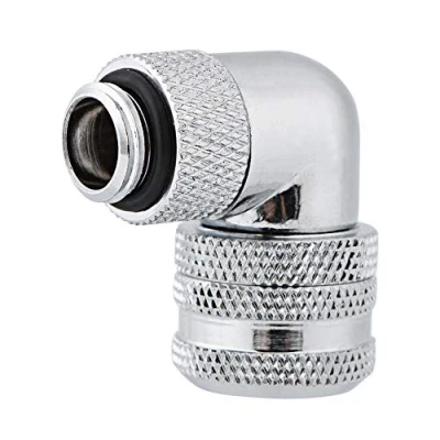 Abbildung von ASHATA G1 / 4 Gewinde Winkeladapter, PC Wasserkühlung Messing 90 Grad Winkel Drehrohrverschraubung Fitting Verbinder Adapter für 14mm Außendurchmesser (Silver)