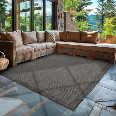 Abbildung von Carpettex In &amp; Outdoor Teppich Wetterfest 80 x 150 cm Schwarz Sisal Optik Balkon Waschbar, Wasserfest und Flachgewebe Ideal als für Flur, Terrasse, Küchenläufer, Garten Camping