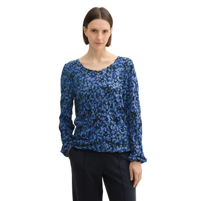 Abbildung von TOM Tailor Bluse, Damen, Größe: XS, Navy watercolor squares design